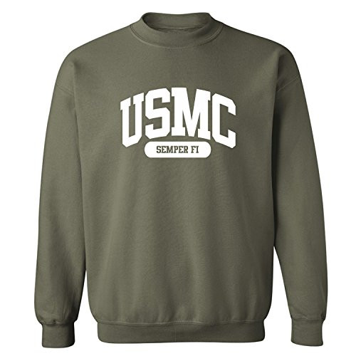USMC Semper Fi Crewneck Sweatshirt in Military Green - Medium