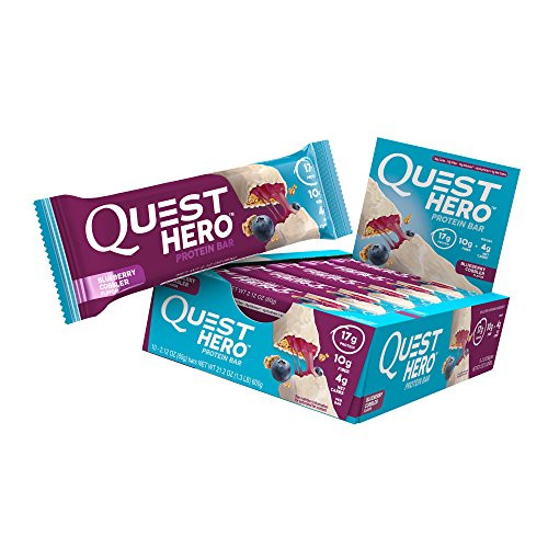 Quest Nutrition Blueberry Cobbler Hero Protein Bar,  Low Carb, Gluten Free, Soy Free, 10 Count