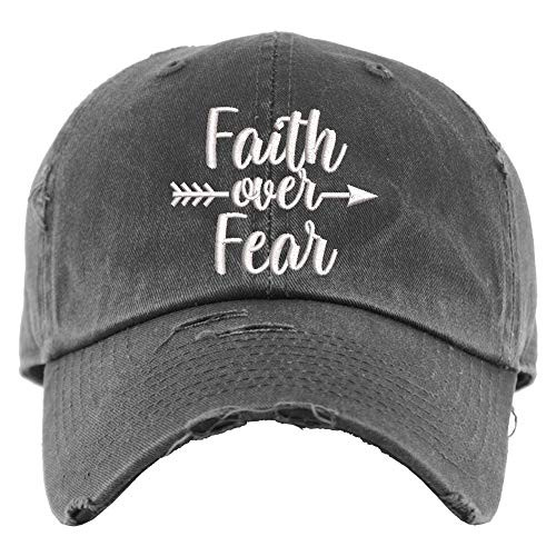 Faith over Fear Hat - Distressed Baseball Cap OR Ponytail Hat - Faith Hat Christian Hat Faith over Fear Hat - Distressed Baseball Cap OR Ponytail Hat - Faith Hat Christian Hat