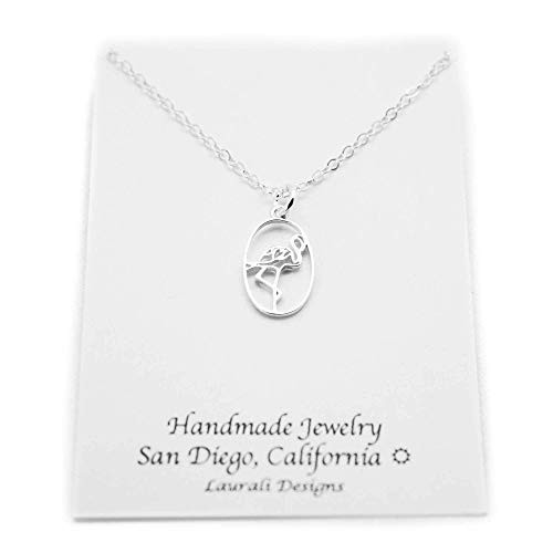 Small Flamingo Sterling Silver Charm Necklace Tropical Bird