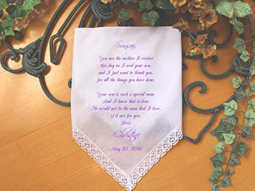 Mother of the Groom Handkerchief from the Bride-Wedding Hankerchief-PRINT-CUSTOMIZED-Wedding Hankies-Mother in Law-Mother of the-LS6FCAC by Snugahug-101-