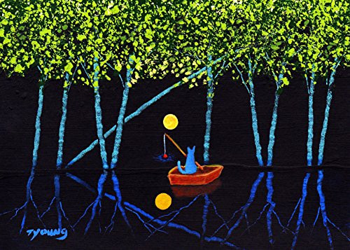 Russian Blue Cat Folk Art PRINT by Todd Young BAYOU