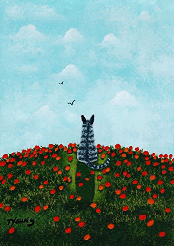 Grey Gray Tabby Tiger Cat Folk art PRINT by Todd Young POPPY HILL