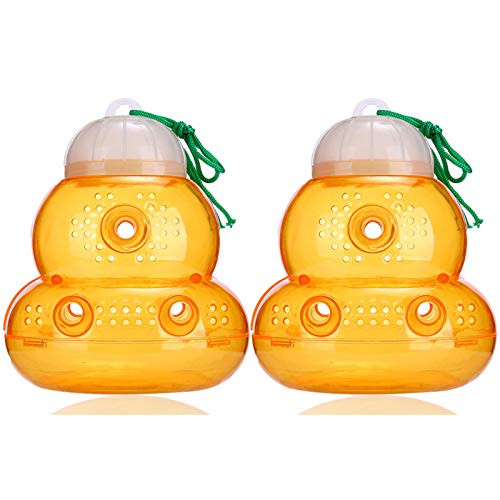 N G 2 Pack Wasp Trap Outdoor Hanging - Wasp Trap Catcher  Bee Trap  Outdoor Wasp Deeterrent Killer Insect Catcher Honey Bee Trap  Non-Toxic Reusable