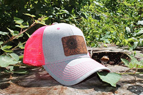 Leather Patch Hat-Sunflower Patch Trucker Hat-Womens Trucker Hats