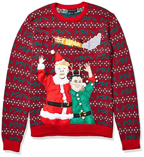 Blizzard Bay Men_s Ugly Christmas Sweater Trump  Red  Medium