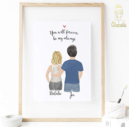 Personalized You will forever be my always couples print art 8x10 -Unframed-