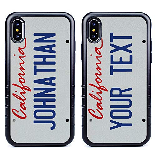 Guard Dog Cool Custom California License Plate Cases for iPhone X XS Personalized  Create Your Own License Plate on a Hybrid Phone Case -Black-