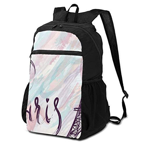 N- A Laptop Backpack Eiffel Tower Paris Watercolor Marble Fashion Shoulder Backpacks Bag Bookbag Daypack