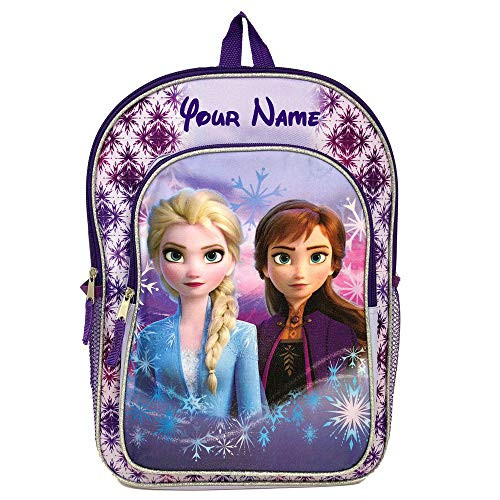 Personalized Disney Frozen 2 Snow Queen Elsa and Princess Anna Characters Backpack Bookbag for Back to School with Custom Name