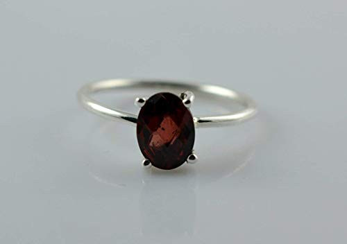 Garnet Silver Ring 925 Solid Sterling Silver Handmade Jewelry Size 3-13 US