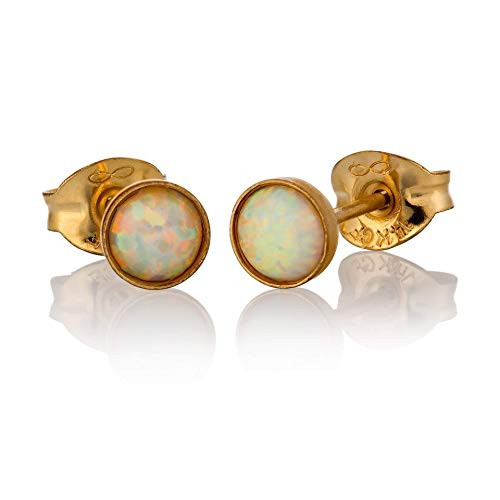 White Opal Stud Earring 14K Gold Filled Tiny 4mm Opal Posts Minimalist Jewelry White Opal Stud Earring 14K Gold Filled Tiny 4mm Opal Posts Minimalist Jewelry