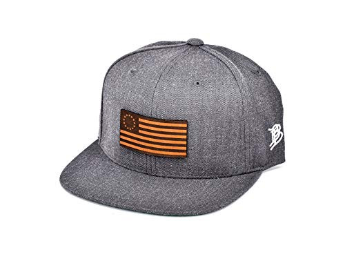 Branded Bills 1776_ Leather Patch Classic Snapback Hat - One Size Fits All -Charcoal-