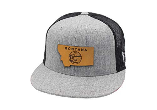 Branded Bills Montana _The 41_ Leather Patch Hat Flat Trucker - OSFA Grey Black