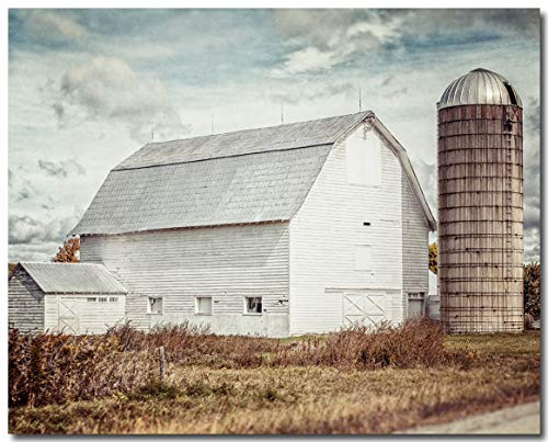 Farmhouse Home Decor White Barn Landscape Wall Art -Not Framed- Print. Rustic Country Photography. 8x10  11x14 or 16x20. -FBML-