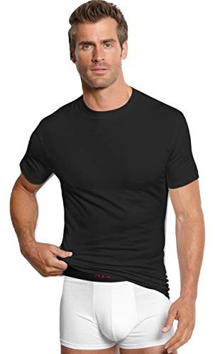 Alfani Men_s Black Crew Neck Short Sleeve T Shirt 4 Pack Cotton -Medium-