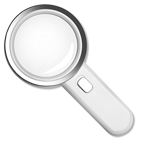 Fancii LED Magnifying Glass with Light, 5X High Power Glass Lens - Large 3.5 Inches Distortion-Free Illuminated Magnifier