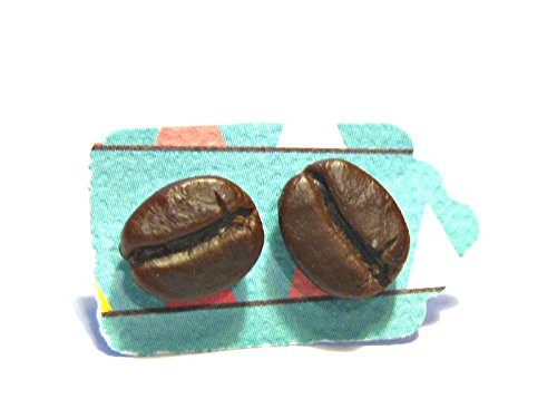 Coffee Bean Stud Earrings - Medium Roast - Tiny Food Jewelry