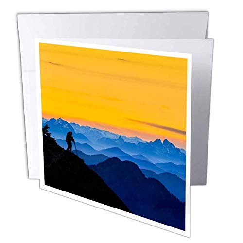 3dRose Danita Delimont - Washington - Washington St. Backpacker in N Cascades at Sunset. Digital Composite - 12 Greeting Cards with envelopes -gc_315148_2-