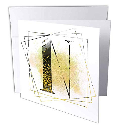 3dRose Anne Marie Baugh - Monograms - Modern Image of Watercolor Yellow and Black Monogram Initial N - 12 Greeting Cards with envelopes -gc_316322_2- 3dRose Anne Marie Baugh - Monograms - Modern Image of Watercolor Yellow and Black Monogram Initial N - 12 Greeting Cards with envelopes -gc_316322_2-