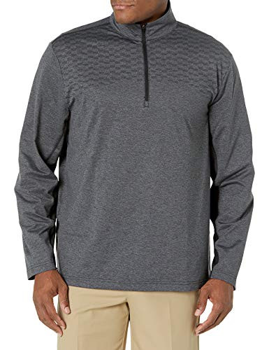 PGA TOUR Men_s Long Sleeve Lux Touch Quarter Zip Jacket  Caviar Heather  Medium
