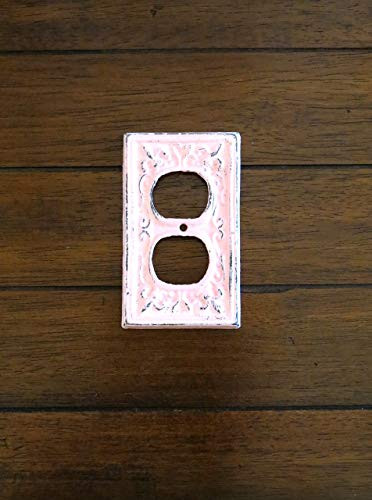 Decorative Electrical Outlet Plate Plug-in Cover Fleur de lis Cast Iron Socket Shabby Chic Style Pale Pink or Pick Your Color