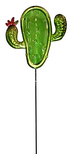 Connie N Randy Glass and Metal Cactus Garden Stake