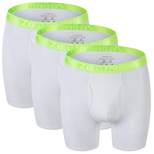 ZONBAILON Mens Underwear Breathable  White Boxer Briefs for Men Pack xl