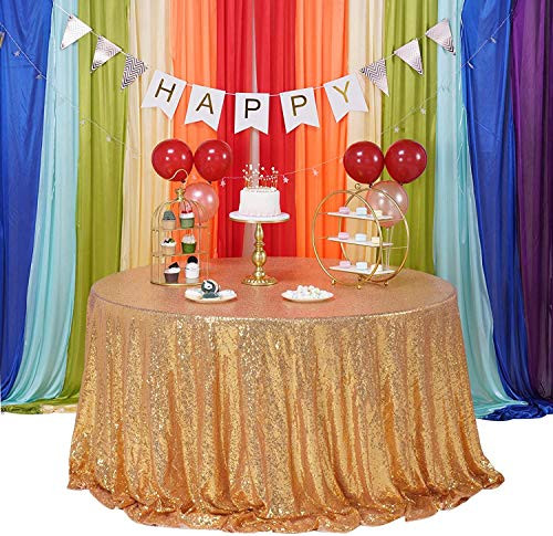 Gold Drape Tablecloth Gold Sequin Tablecloth 132inch  Round Sequin Tablecloth Gold Wedding Tablecloth Glitz Table Cloth