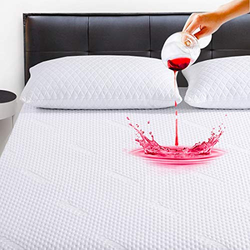 COHOME Twin XL Bamboo Mattress Protector 100 Percent  Waterproof 3D Air Fabric Hypoallergenic Fitted 8-21 inch Deep Pocket Breathable Mattress Pad Cover