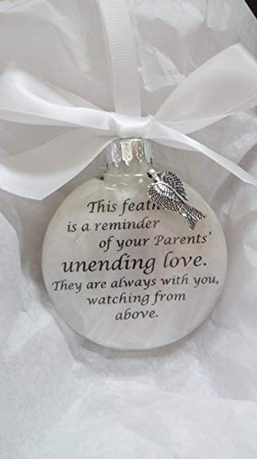 Memorial Christmas Ornament Parents_ Unending Love with Feather from an Angel Wing Charm Memorial Christmas Ornament Parents_ Unending Love with Feather from an Angel Wing Charm