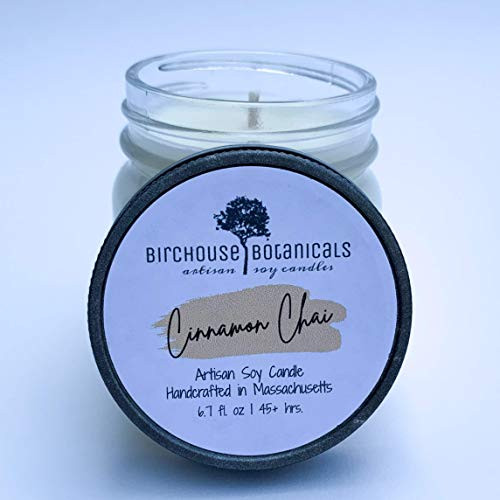 Cinnamon Chai Soy Candle - Cinnamon Soy Candle - Cinnamon Candle - Chai Candle - Chai Tea - Tea Candle - Tea Lovers - Herbal Candle - 8oz. Mason Jar - 45 hr. Burn Time - Made In The U.S.A.