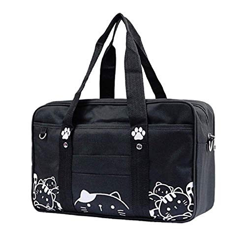 GK-O Japanese JK Uniform Bag Cute Cat Kawaii Lolita Handbag School Messenger Shoulder Bags -Black-