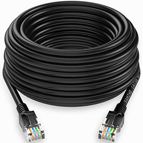 Lknewtrend 200FT CAT5 Cat5e High Speed Ethernet Network Cable - RJ45 Internet LAN PoE Wire Cord for IP PoE Security Camera  NVR  Computer  Router  Modem  TV  Switch -200 Feet  Black-