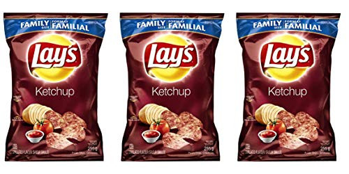 Lays Potato Chips  Ketchup  Large Family size 3-Pack -Imported from Canada-