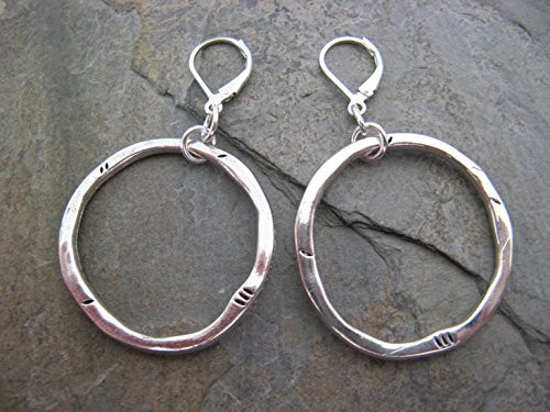 Hammered Metal Ring Hoop Sterling Silver Earrings Boho Artisan Jewelry Hammered Metal Ring Hoop Sterling Silver Earrings Boho Artisan Jewelry