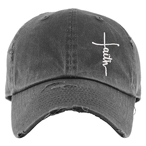 Faith Hat - Distressed Baseball Cap OR Ponytail Hat - Faith Cross Hat  Christian Hat