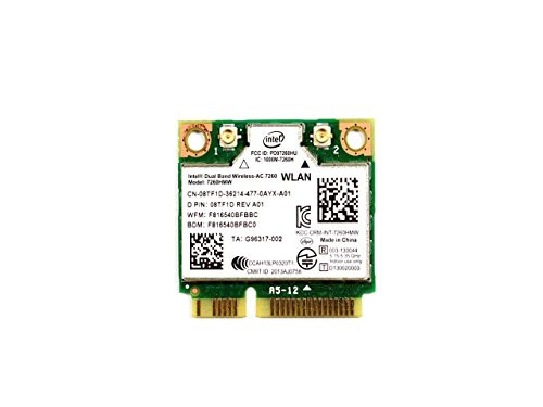 8TF1D - Intel Dual Band Wireless-AC 7260 WLAN WiFi 802.11 ac a b g n Plus Bluetooth 4.0 Half-Height Mini-PCI Express Card - 8TF1D 8TF1D - Intel Dual Band Wireless-AC 7260 WLAN WiFi 802.11 ac a b g n Plus Bluetooth 4.0 Half-Height Mini-PCI Express Card - 8TF1D
