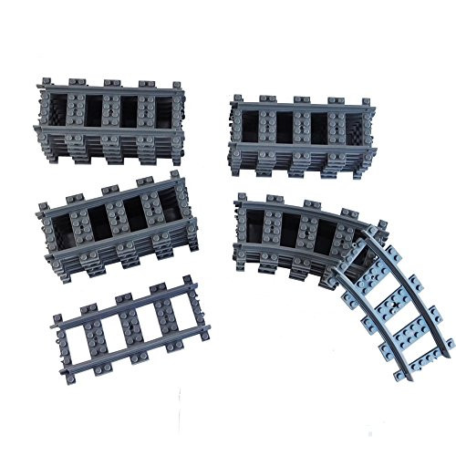 Railroad Train Tracks 18 straight + 6 curved tracks Non-Powered Rail Compatible all Major Brands Train Track City Railroad Construction Toy