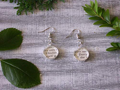 Earrings with Jane Austen Pride and Prejudice Elizabeth and Darcy Book Pieces  Choice of Metals  Gift Boxed