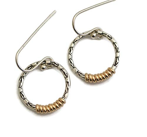 Small 5 8inch  14k gold filled sterling silver dangle hoop earrings celestial jewelry