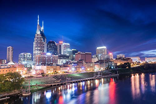 Nashville Tennessee Skyline Downtown Photography Landmark Canvas Metal Print Livingroom Bedroom Sunset Wall Art Cityscape