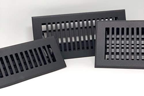 Madelyn Carter Contemporary Floor Registers Flat Blackinch Cast Iron Lookinch  -Cast Aluminum- -2inch  x 12inch  -Overall Size  3-1 2inch  x 13-1 2inch --