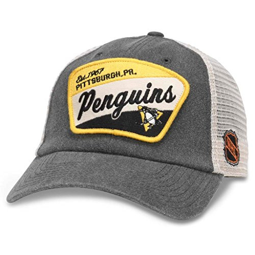 American Needle Ravenswood NHL Team Mesh Hat Pittsburgh Penguins Ivory Charcoal -43422A-PPN- American Needle Ravenswood NHL Team Mesh Hat Pittsburgh Penguins Ivory Charcoal -43422A-PPN-