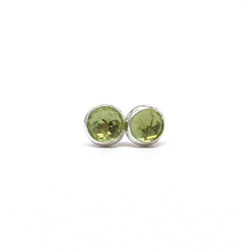 Peridot Stud Earrings in Sterling Silver  Small 4mm Green Studs