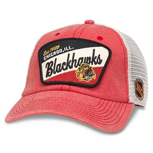 AMERICAN NEEDLE Ravenswood NHL Team Mesh Hat Chicago Blackhawks Ivory Dark Red -43422A-CBH- AMERICAN NEEDLE Ravenswood NHL Team Mesh Hat Chicago Blackhawks Ivory Dark Red -43422A-CBH-
