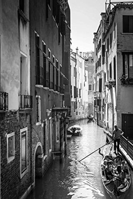 Venice Italy B and W Gondola Skyline Canvas Photography Metal Print Wall Art Picture Home Decor Poster Landmark Bedroom Livingroom