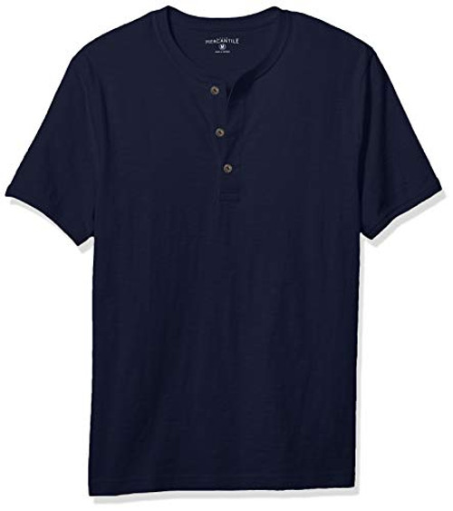 J.Crew Mercantile Men_s Short-Sleeve Slub Cotton Henley  Navy  XS