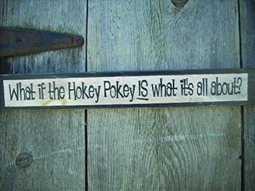 What if the Hokey Pokey IS What It_s All About? Shabby Wood Sign funny painted sign