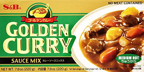 S and B Golden Curry Sauce Mix  Medium Hot - 7.8 oz -Pack of 2-